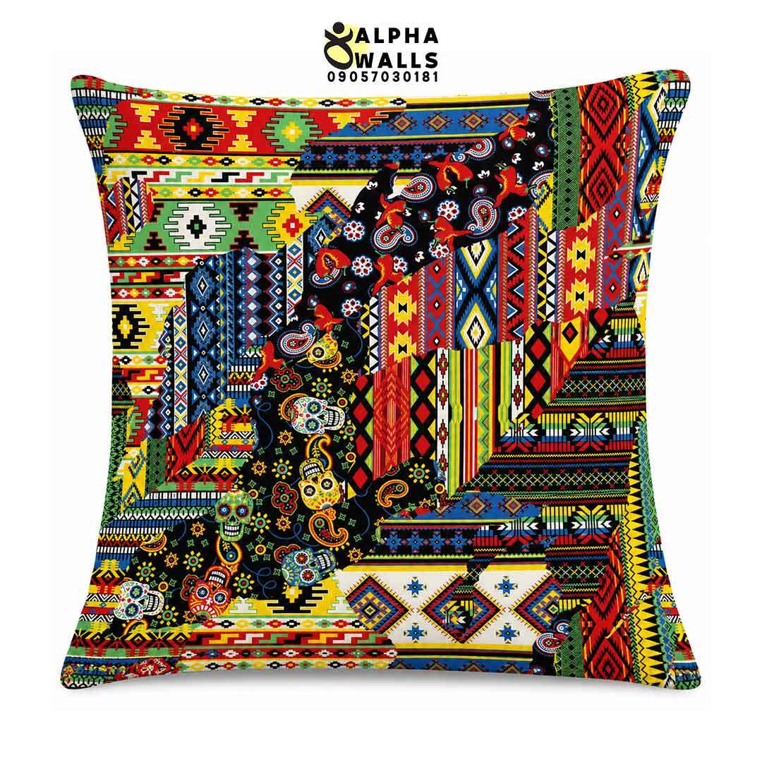  روکش کوسن مخمل طرح پچ‌ورک گلیم رنگارنگ | Colorful Kilim Patchwork 