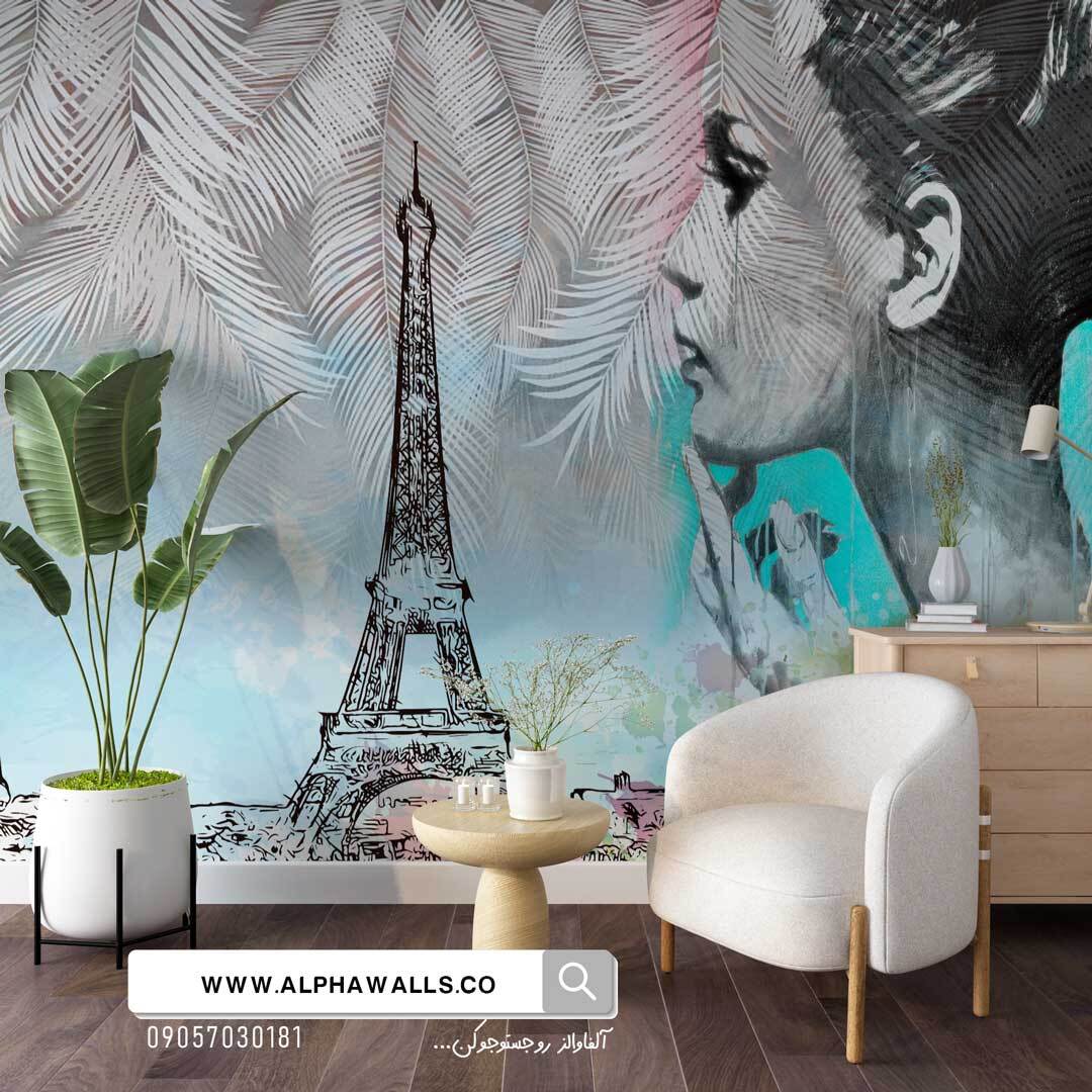  پوستر دیواری سالن زیبایی طرح چهره زن و برج ایفل Paris Beauty 