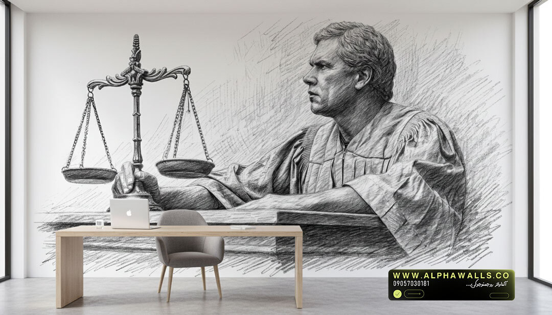  پوستر دیواری طرح قاضی و ترازو عدالت 