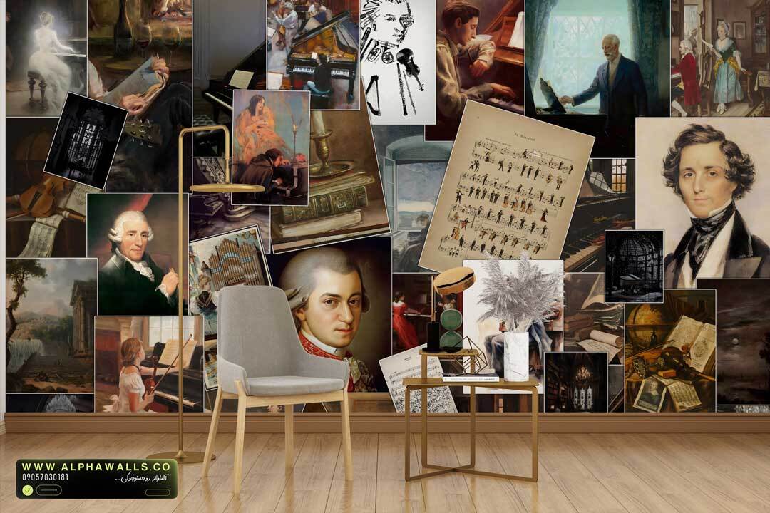  توضیحات پوستر دیواری کلاژ موسیقی کلاسیک 