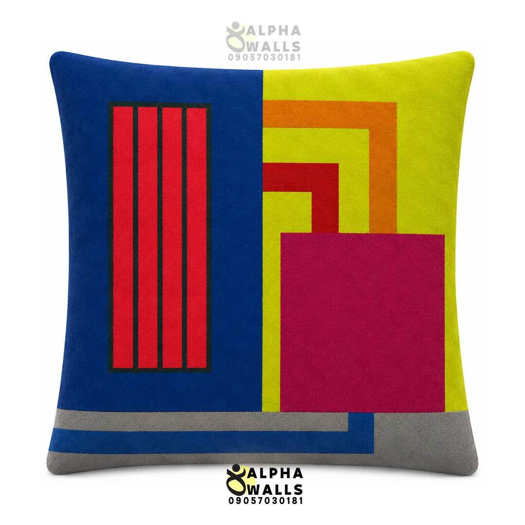 کاور کوسن مخمل طرح هندسی رنگی | Color Block 