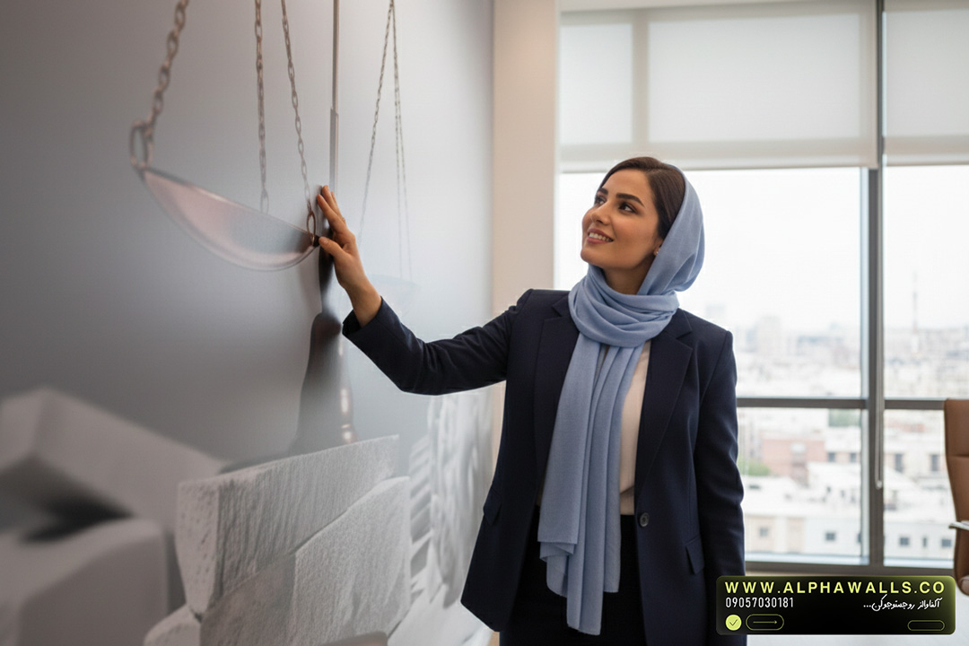  توضیحات محصول – پوستر دیواری حقوقی طرح ترازو و چکش قضاوت 