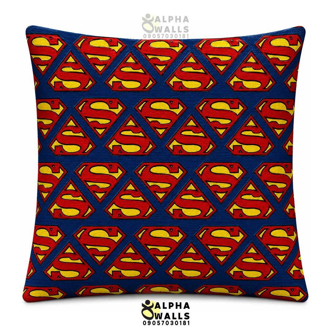  روکش کوسن مخملسوپرمن قرمز آبی مدل Superman Hero 