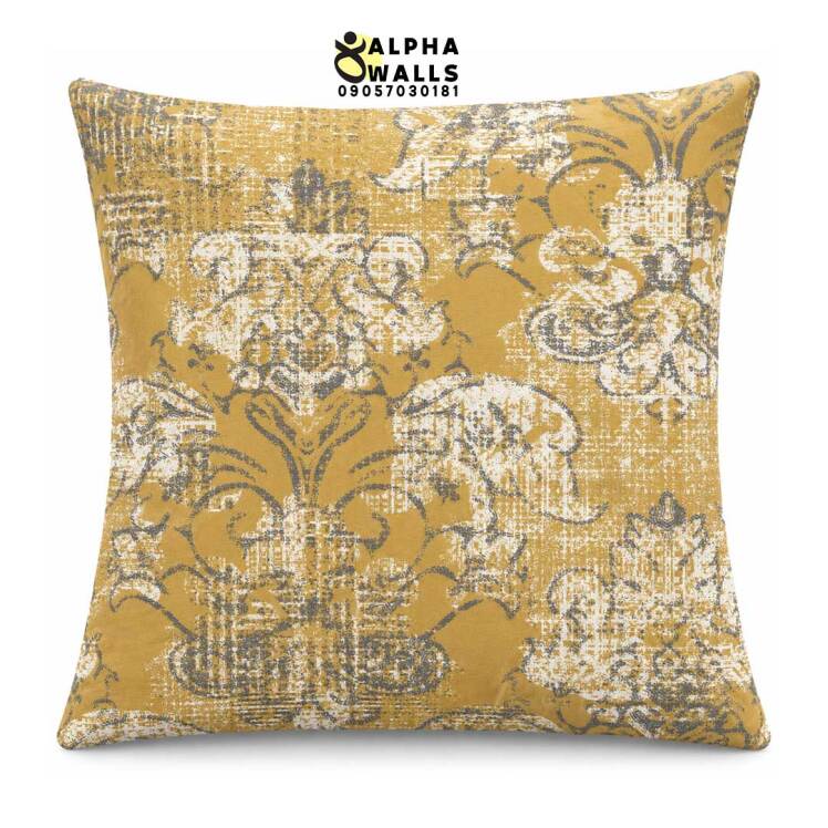 روکش کوسن مخمل طرح داماسک پتینه خردلی | Vintage Damask