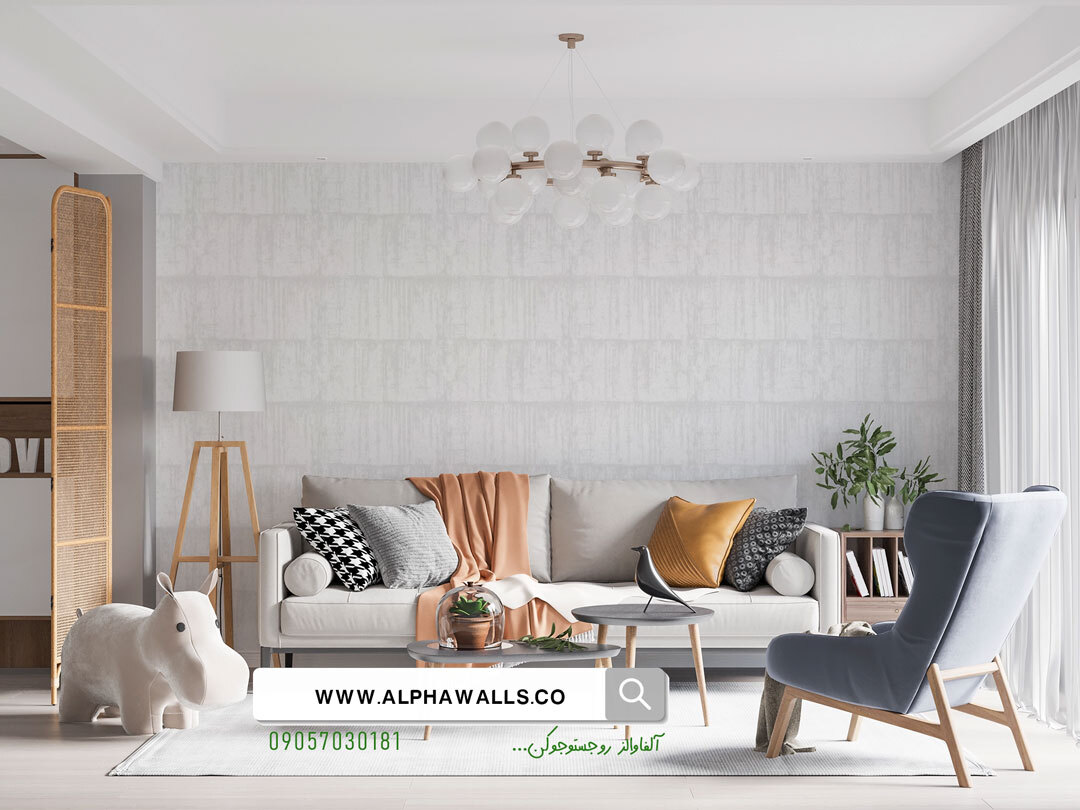  کاغذ دیواری سفید طرح مدرن 6025 