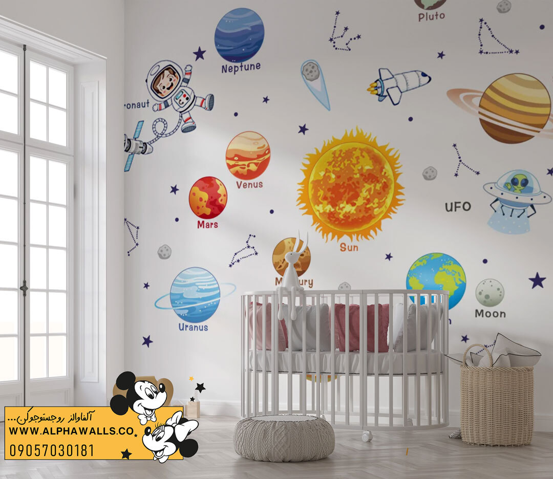  پوستر دیواری کودکانه طرح فضانورد و منظومه شمسی 