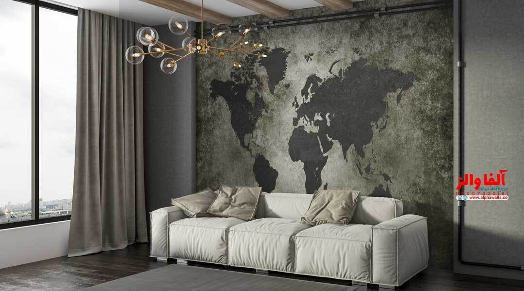  پوستر دیواری نقشه جهان پتینه 