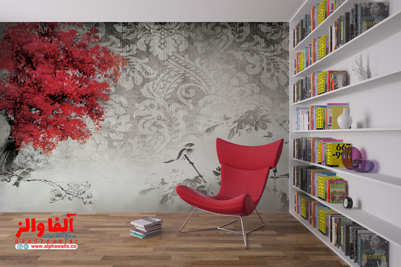  پوستر دیواری اتاق خواب درخت قرمز 