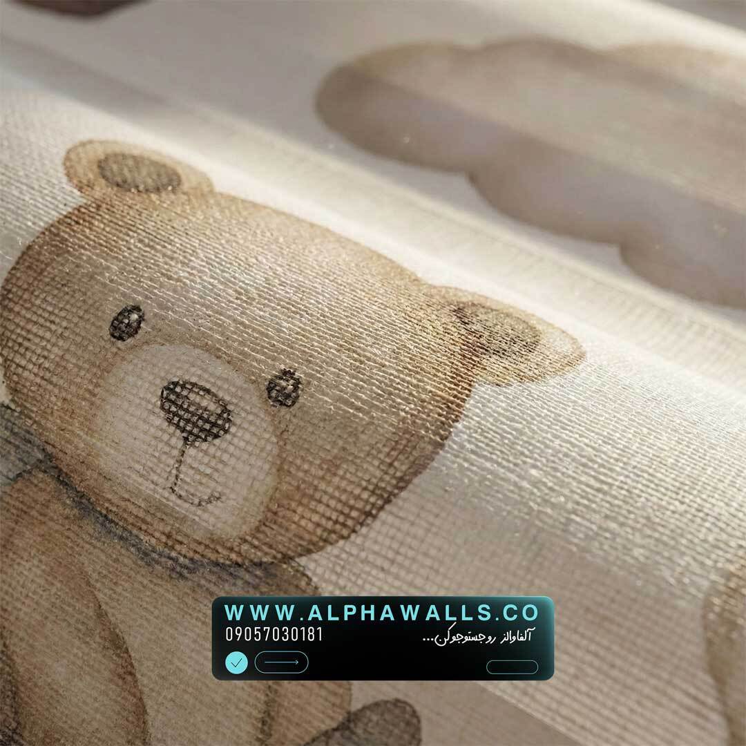  پرده زبرا اتاق نوزاد طرح خرس‌های رویایی با بالن و ابر 