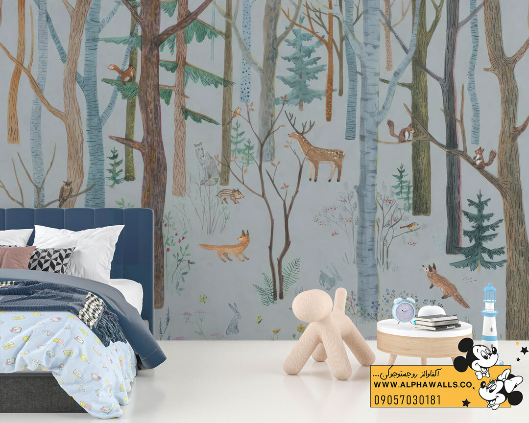  پوستر دیواری کودک طرح جنگل حیوانات (Woodland) 