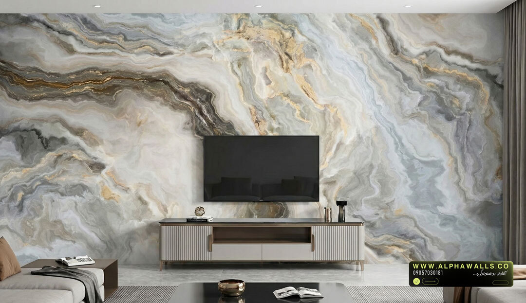  پوستر دیواری سنگ اونیکس لوکس | مناسب دیوار TV و پذیرایی مدرن 