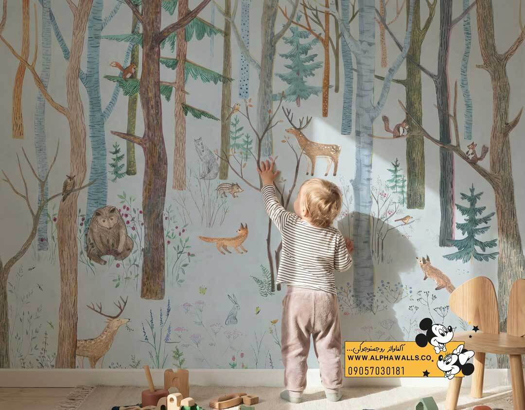  پوستر دیواری کودک طرح جنگل حیوانات (Woodland) 