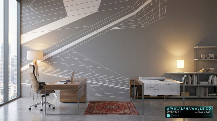 پوستر دیواری دفتر مهندسی با خطوط هندسی مدرن و ساختار مینیمال