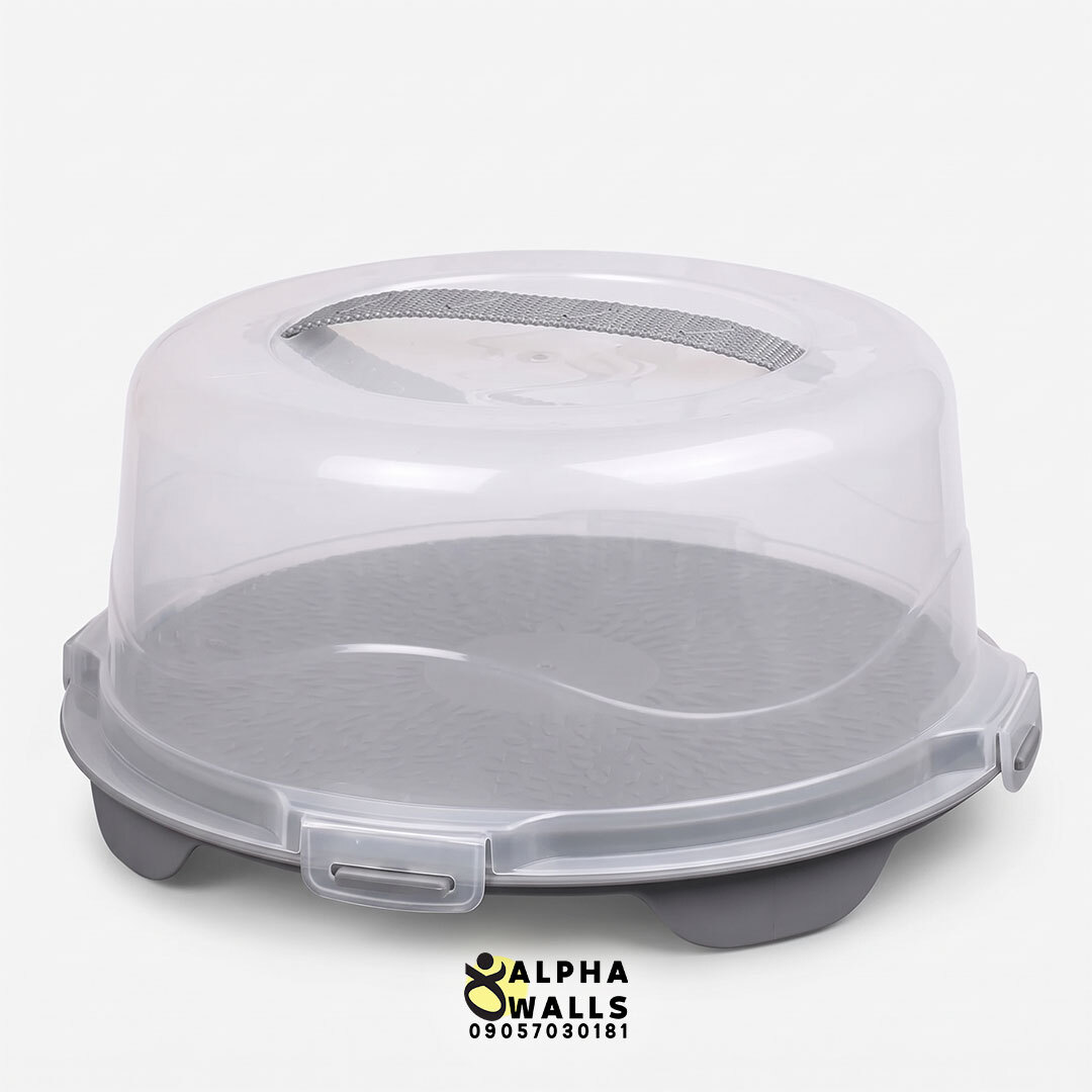 ظرف نگهدارنده طوسی و حمل کیک گرد دستهدار مدل هومکیک | HomeCake Round Cake Carrier