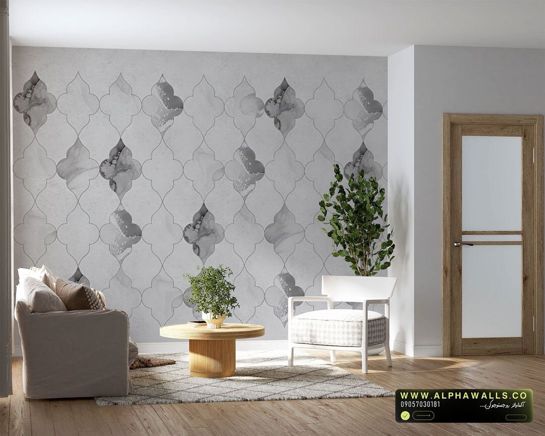  پوستر دیواری هندسی طوسی مدرن B900 