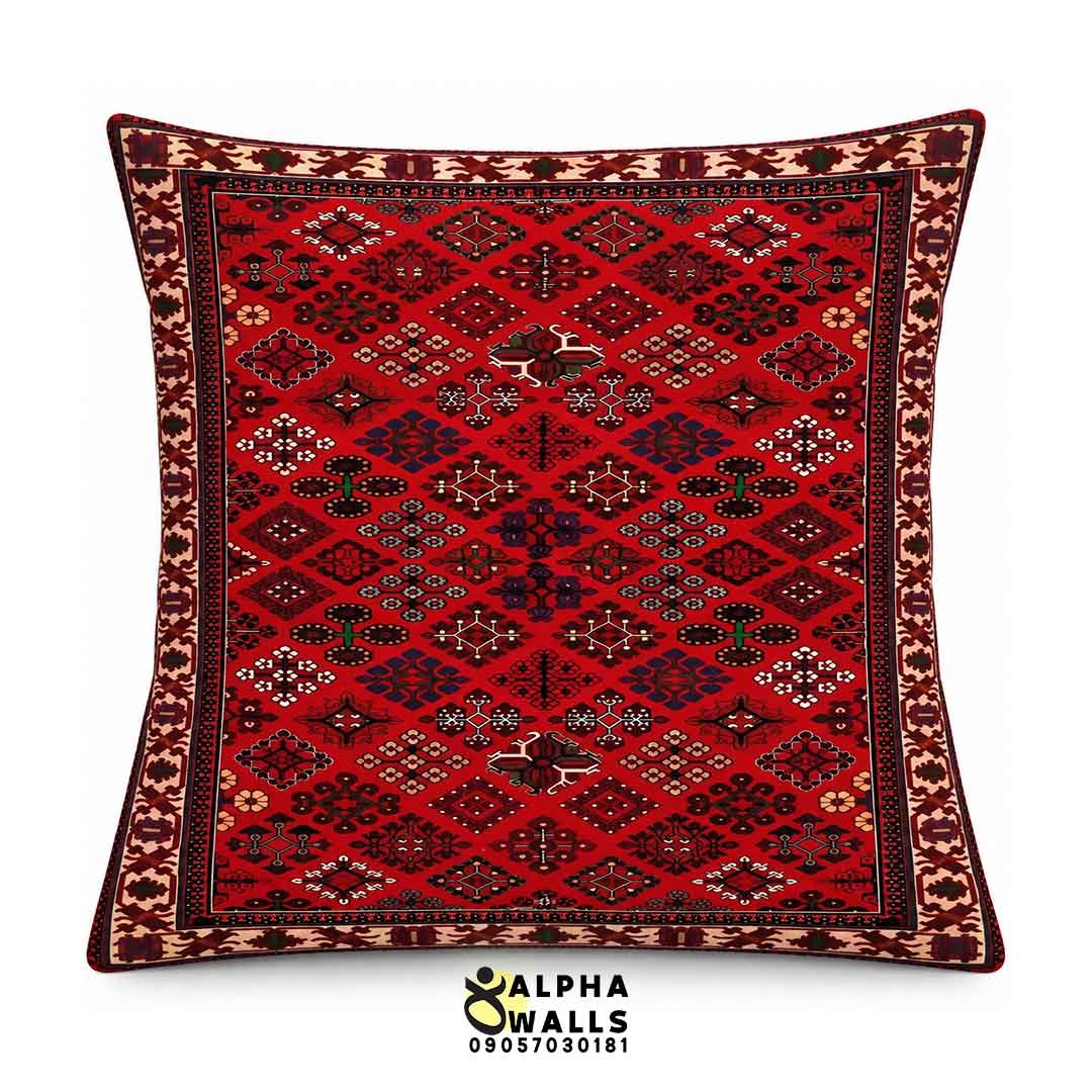  روکش کوسن مخمل طرح فرش قرمز سنتی | Red Persian Rug 