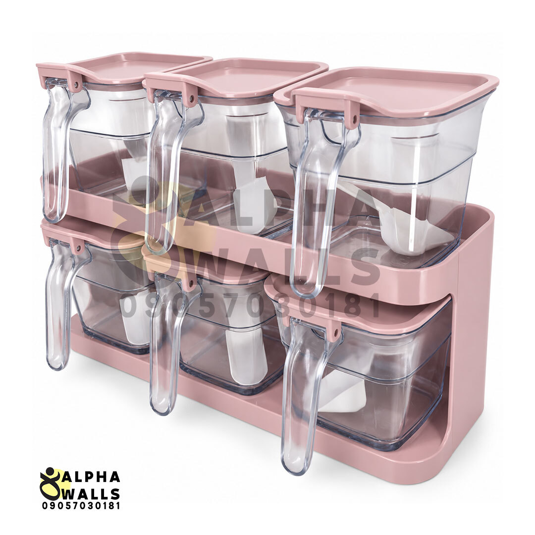 ست جا ادویه ۶ عددی استنددار همراه قاشق مدل اسپایس باکس | SpiceBox 6-Piece Spice Jar Set