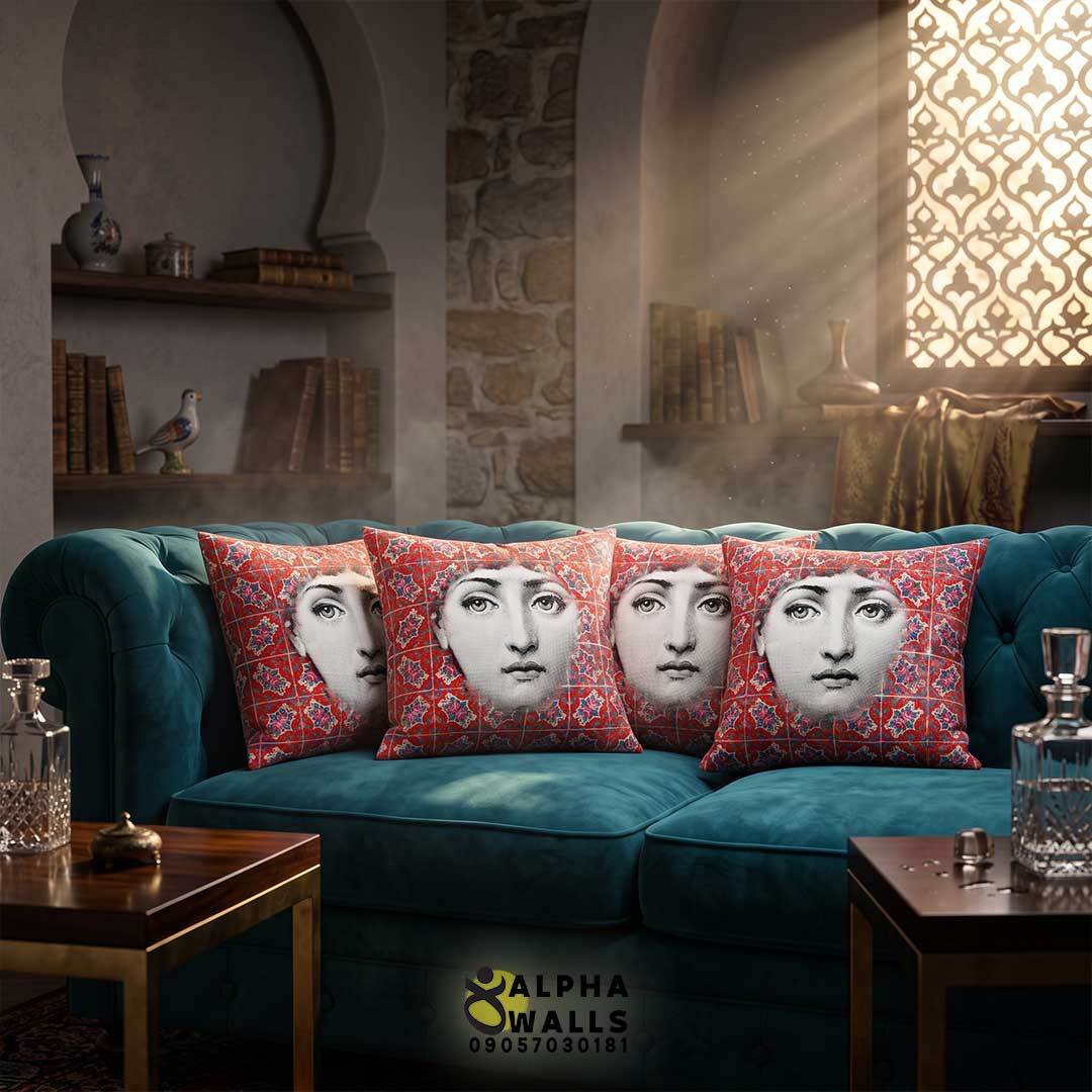  روکش کوسن مخمل طرح چهره و فرش ایرانی | Persian Portrait 