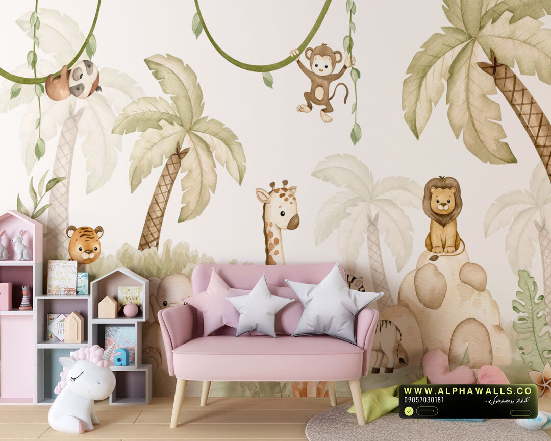  پوستر دیواری کودک طرح جنگل حیوانات ملایم (سافاری کودکانه) 