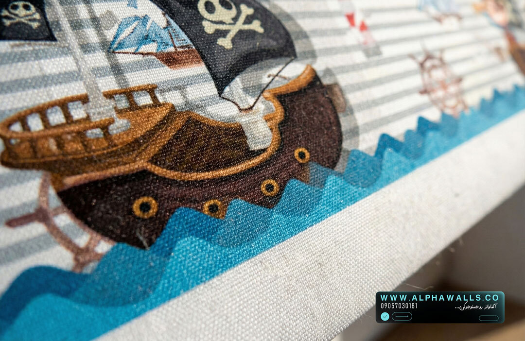  پرده زبرا کودکانه طرح ماجراجویی دزدان دریایی با تم آبی دریایی 