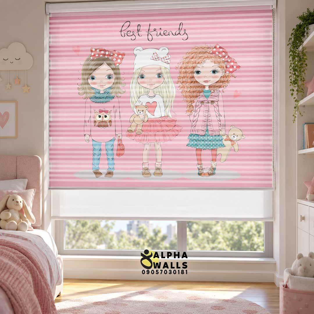پرده زبرا اتاق کودک دخترانه مدل CUTE CAT