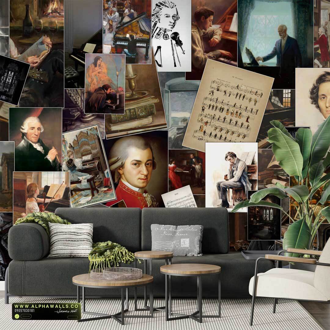  توضیحات پوستر دیواری کلاژ موسیقی کلاسیک 
