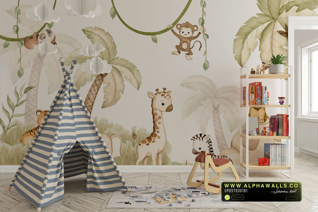  پوستر دیواری کودک طرح جنگل حیوانات ملایم (سافاری کودکانه) 