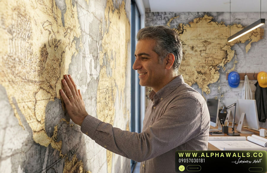 پوستر دیواری طرح نقشه جهان کلاسیک (Vintage)