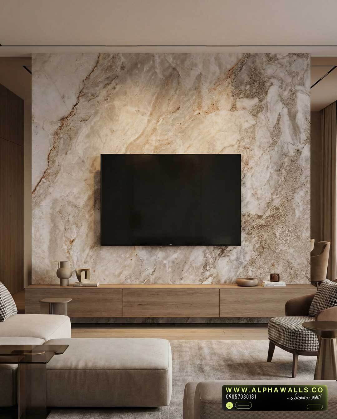  پوستر دیواری طرح سنگ طبیعی روشن با بافت خاکی آرام – مناسب دیوار شاخص مینیمال 