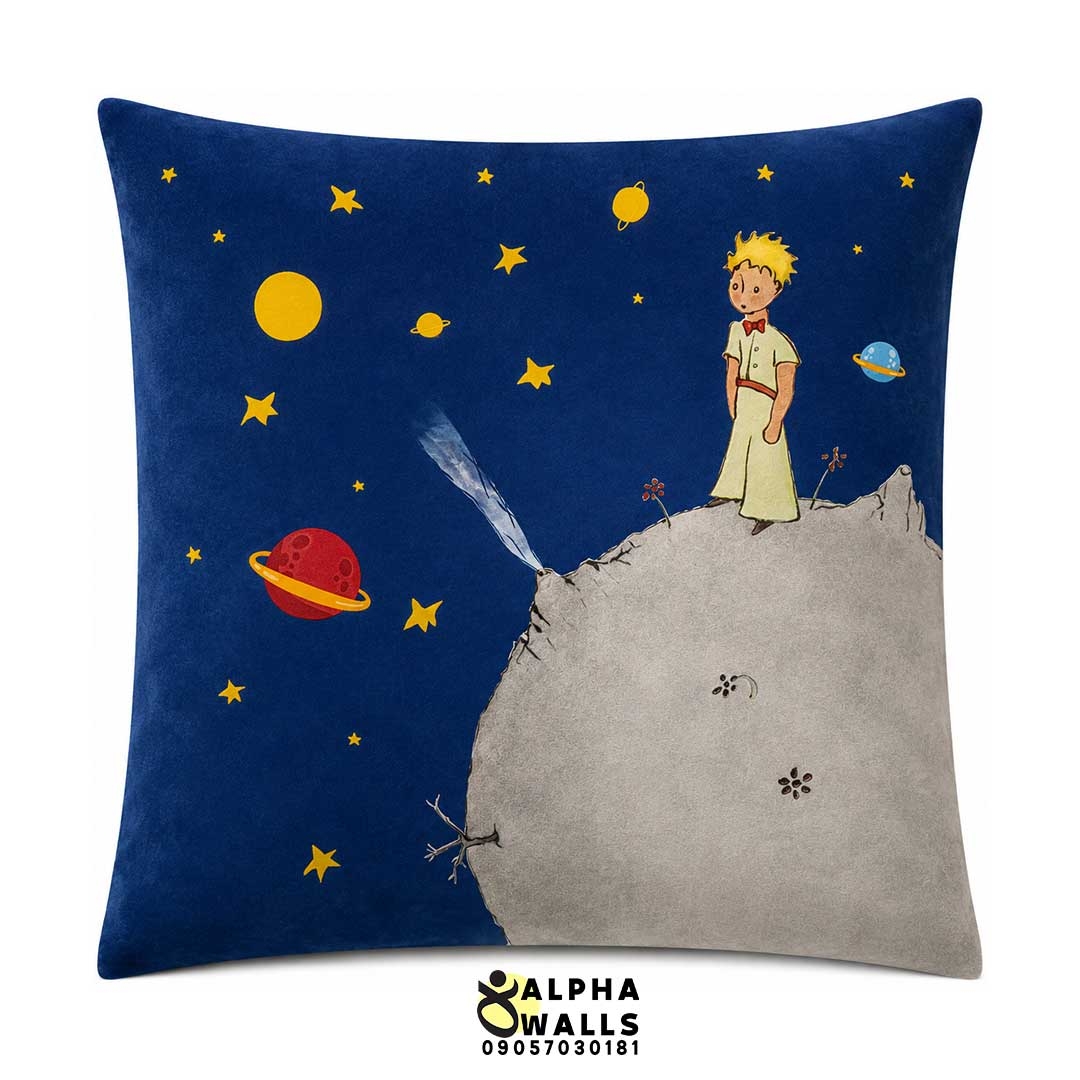  روکش کوسن مخمل طرح شازده کوچولو و سیاره‌ها مدل Little Prince Galaxy 