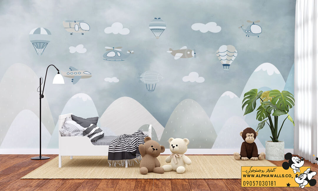  پوستر دیواری کودکانه طرح وسایل پرنده و بالن‌های فانتزی 