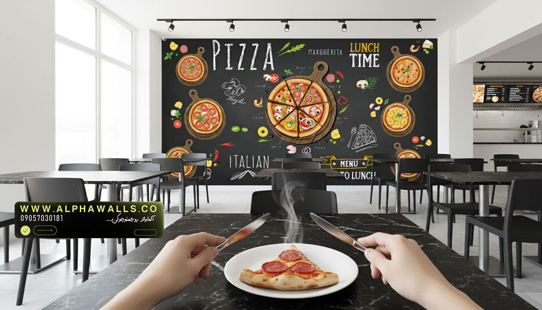  پوستر دیواری فست فود طرح پیتزا تخته‌ای – مدل Italian Pizza Board 