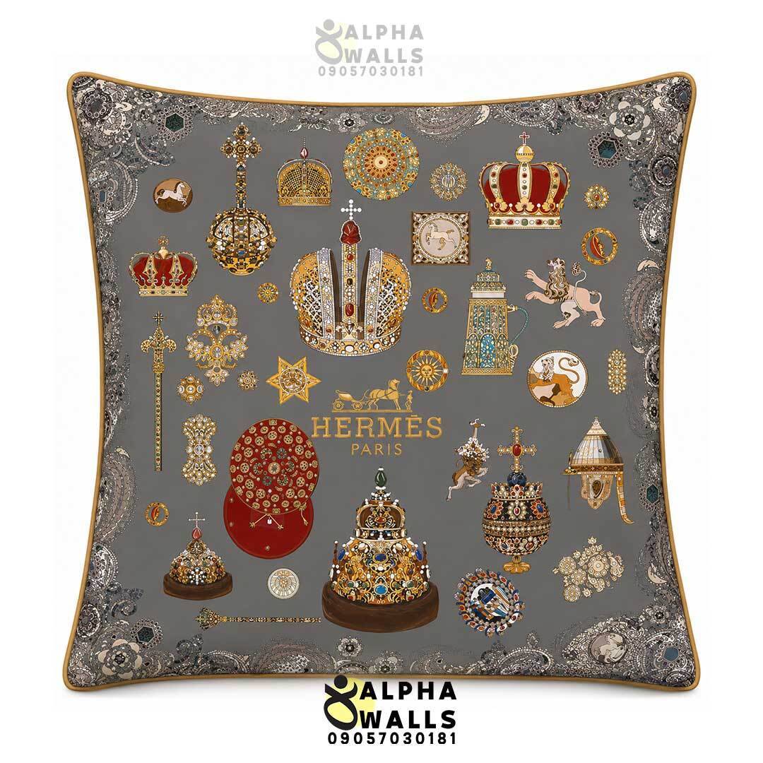  روکش کوسن مخمل طرح تاج سلطنتی و جواهرات مدل Imperial Crown 