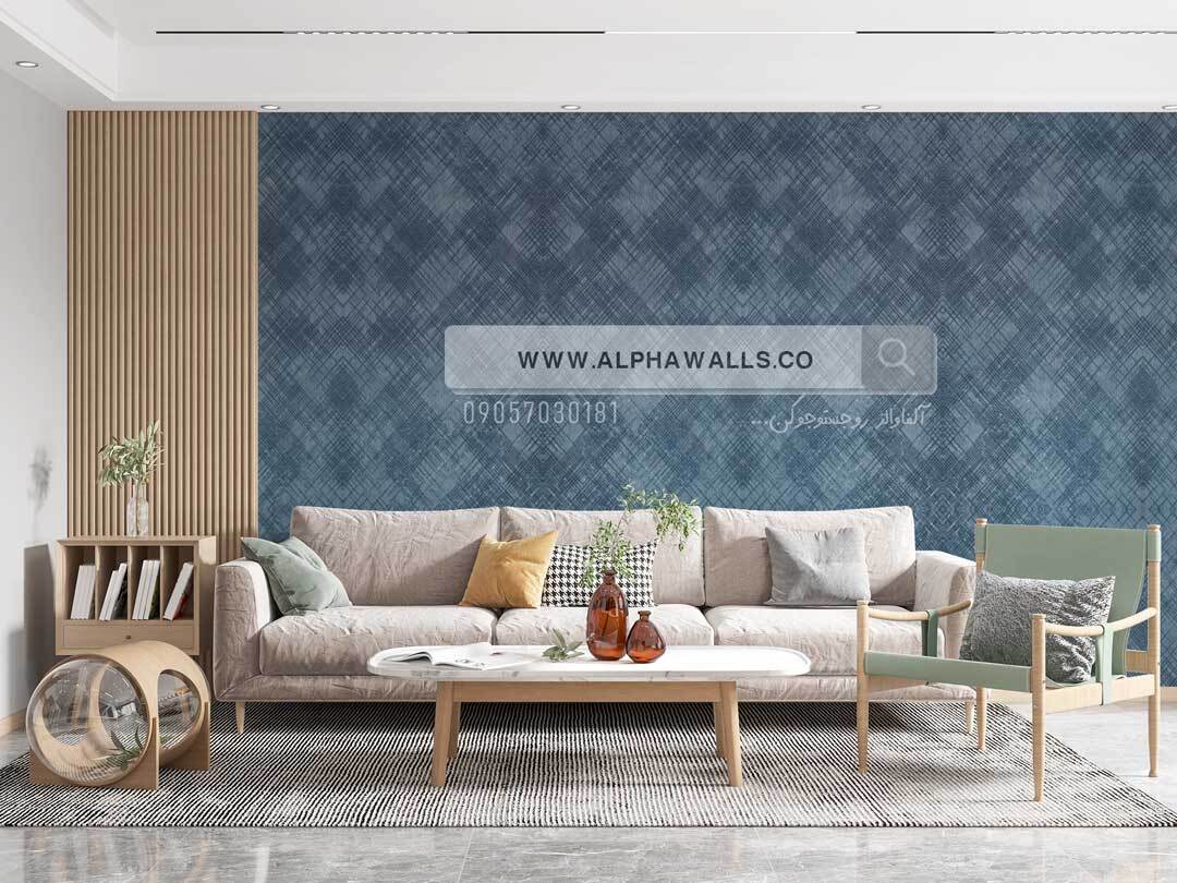  کاغذ دیواری مدرن آبی کد 52105 