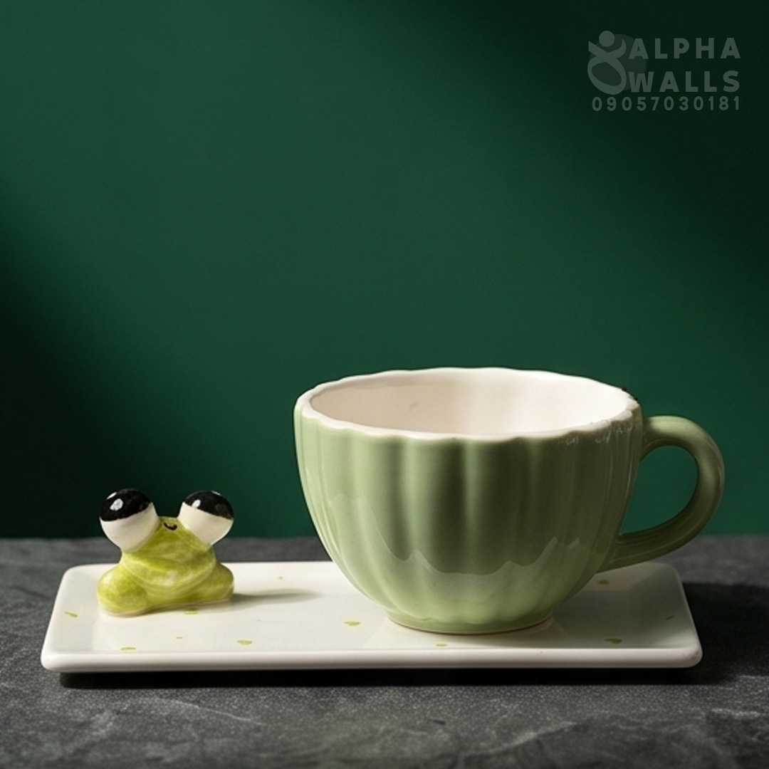  ماگ و زیر ماگی سرامیکی مدل cute frog 
