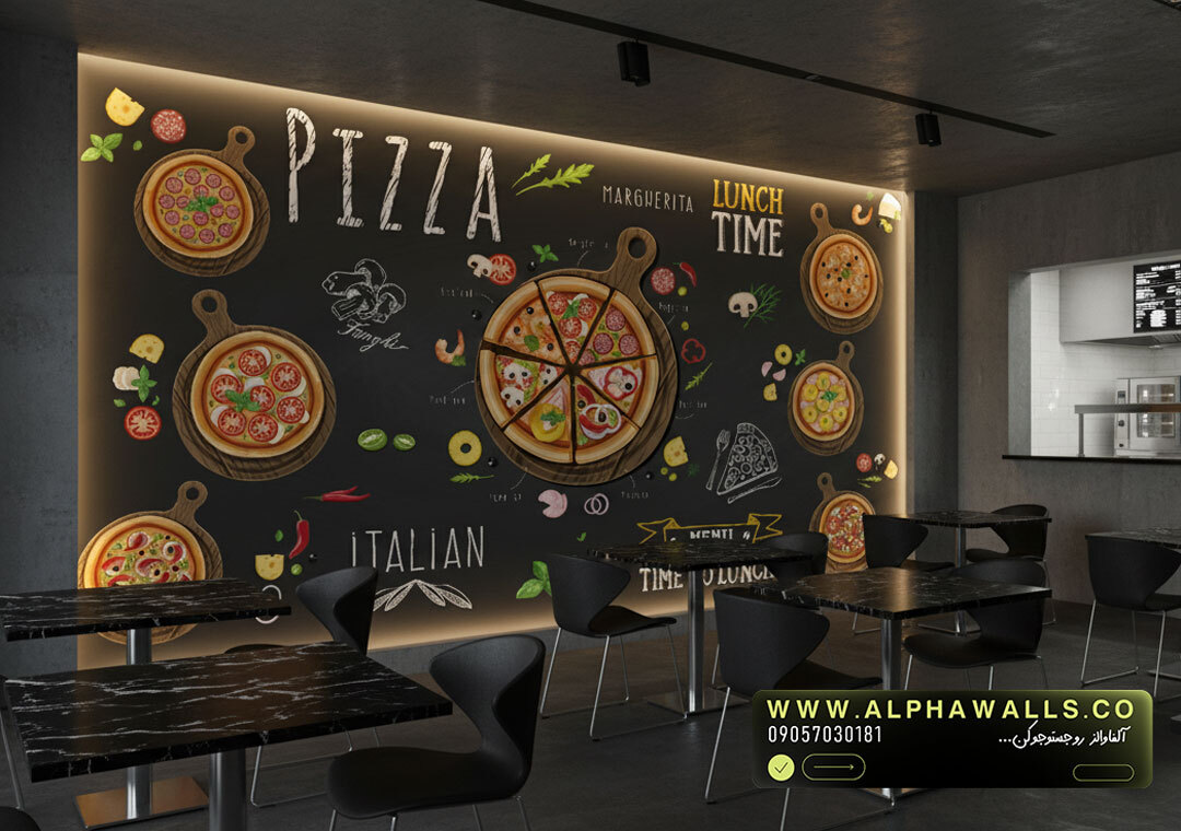  پوستر دیواری فست فود طرح پیتزا تخته‌ای – مدل Italian Pizza Board 
