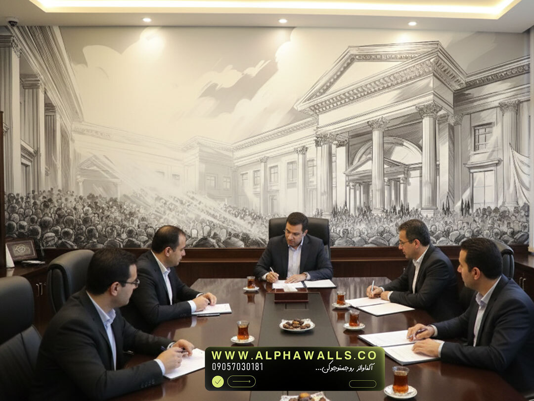  پوستر دیواری حقوقی طرح دادگاه و معماری کلاسیک 