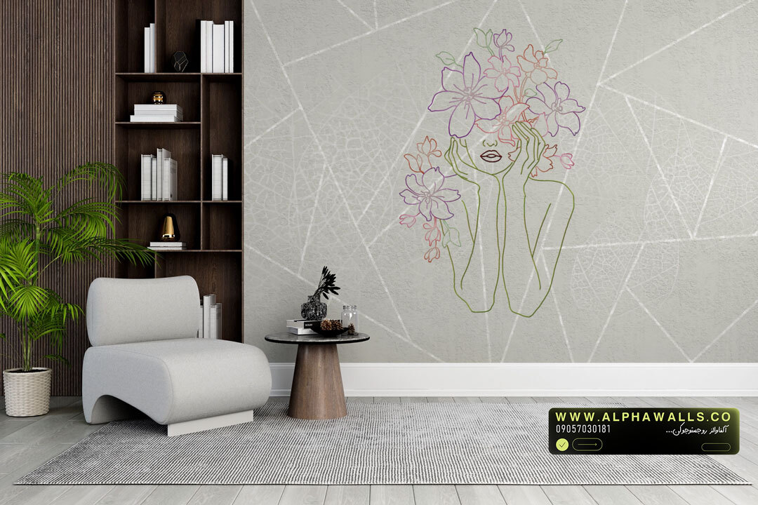  پوستر دیواری سالن زیبایی گل‌های خطی مدرن Line Floral Beauty 