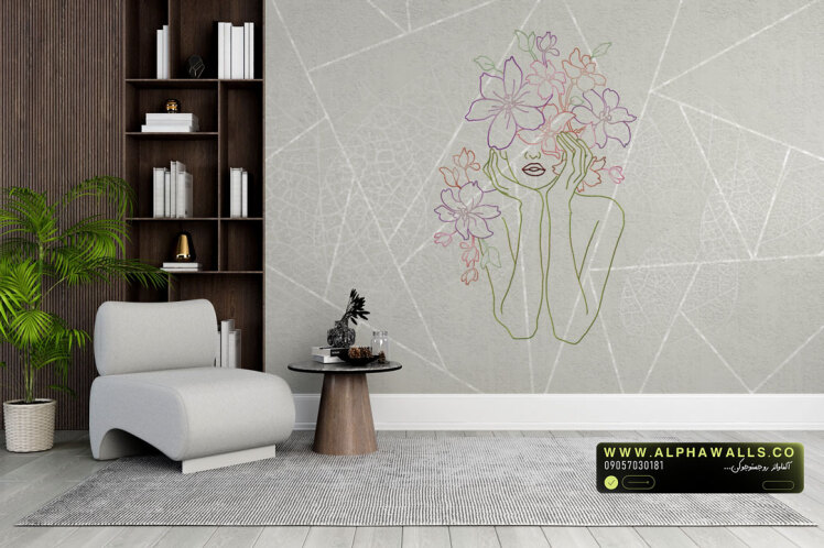 پوستر دیواری سالن زیبایی گل‌های خطی مدرن Line Floral Beauty