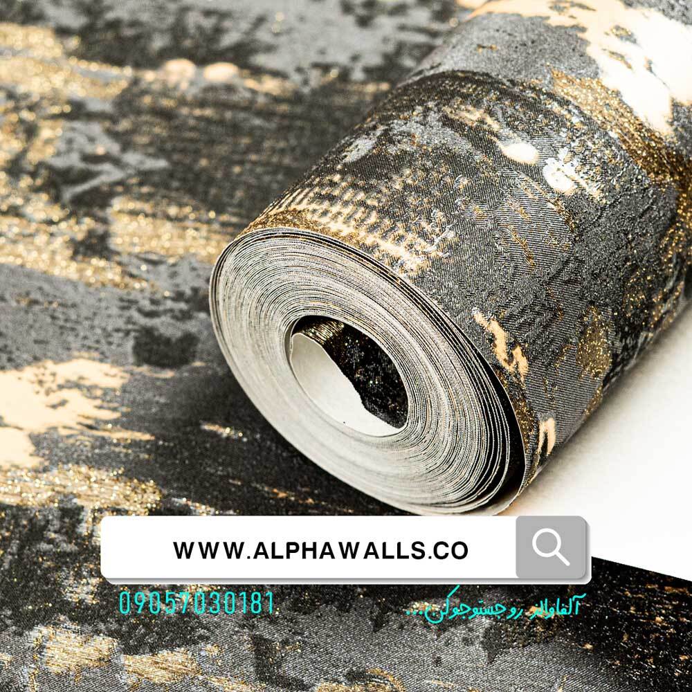  کاغذ دیواری طرح 7001 مشکی نوک مدادی شاین طلایی 