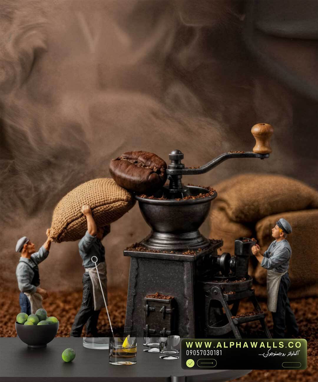  پوستر دیواری کافی شاپ طرح آسیاب قهوه با حال‌و‌هوای کلاسیک 