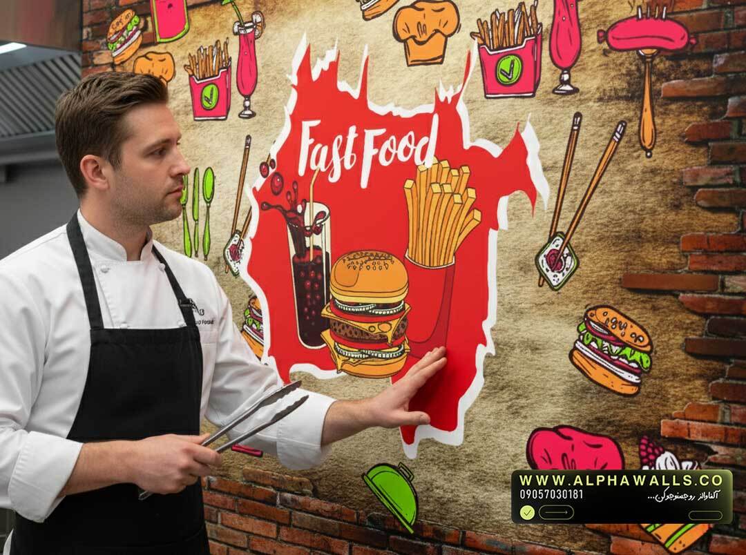پوستر دیواری فست فود طرح گرافیتی مدل Fast Food
