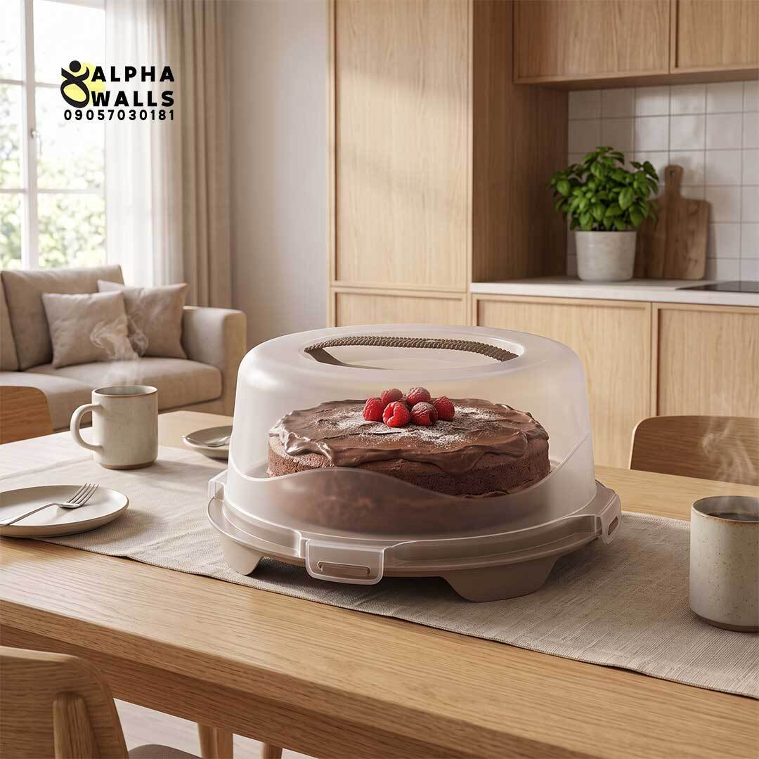 جا کیک گرد نسکافه ای دستهدار مدل هومکیک | HomeCake Round Cake Carrier