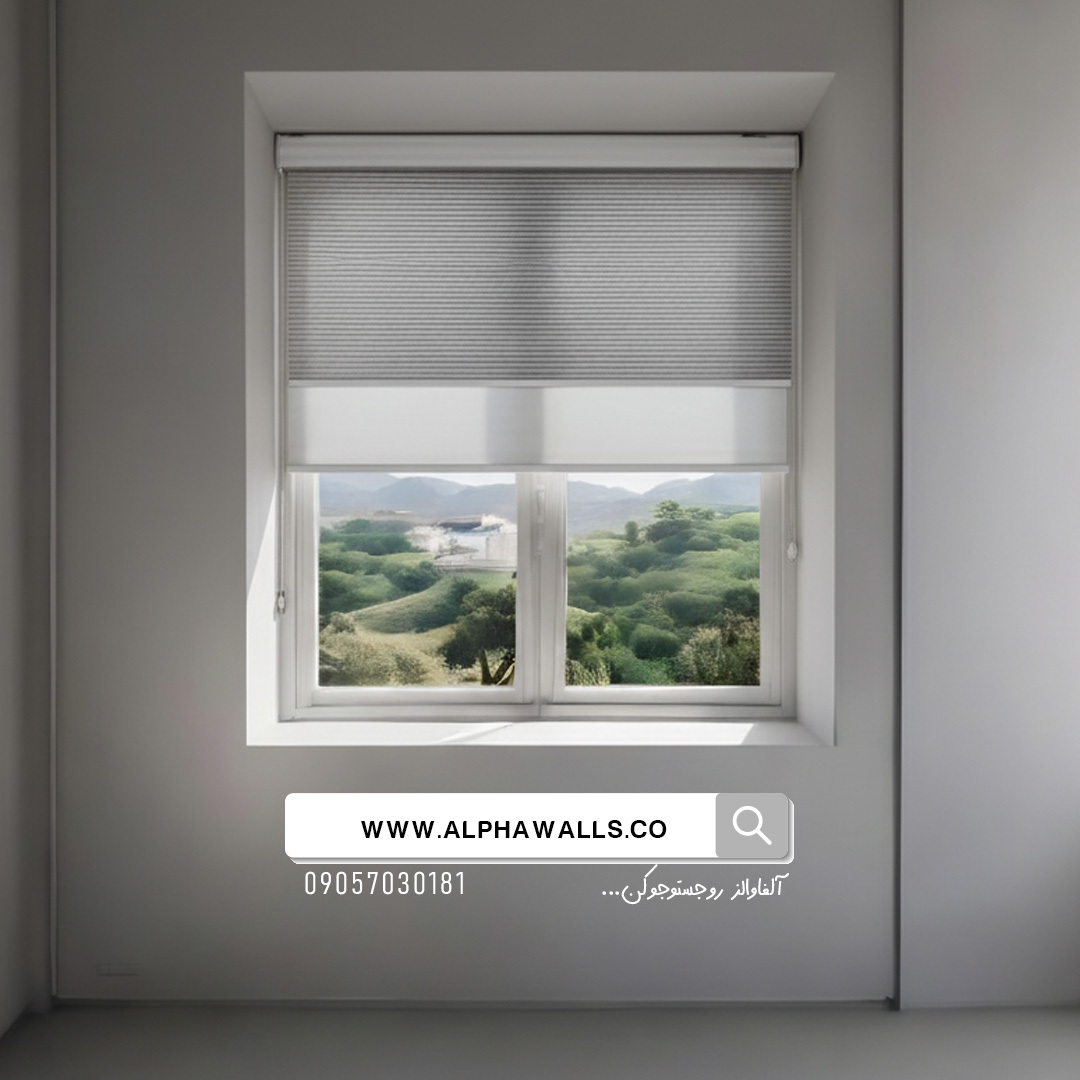 پرده دومکانیزم زبرا طوسی ساده مدل PD100 | آلفا والز