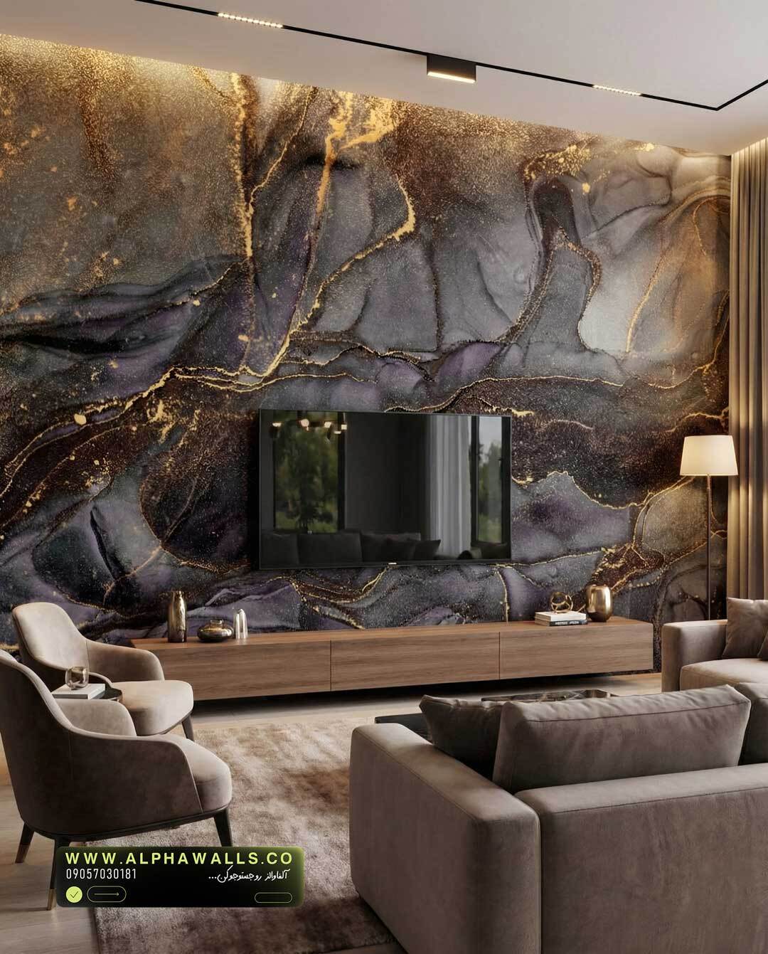 کاغذ دیواری مدرن طرح سنگ