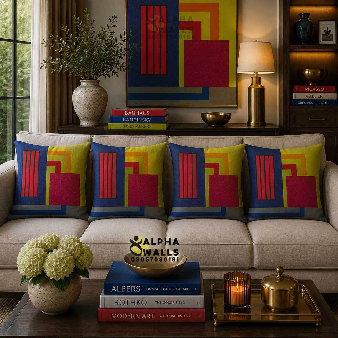  کاور کوسن مخمل طرح هندسی رنگی | Color Block 