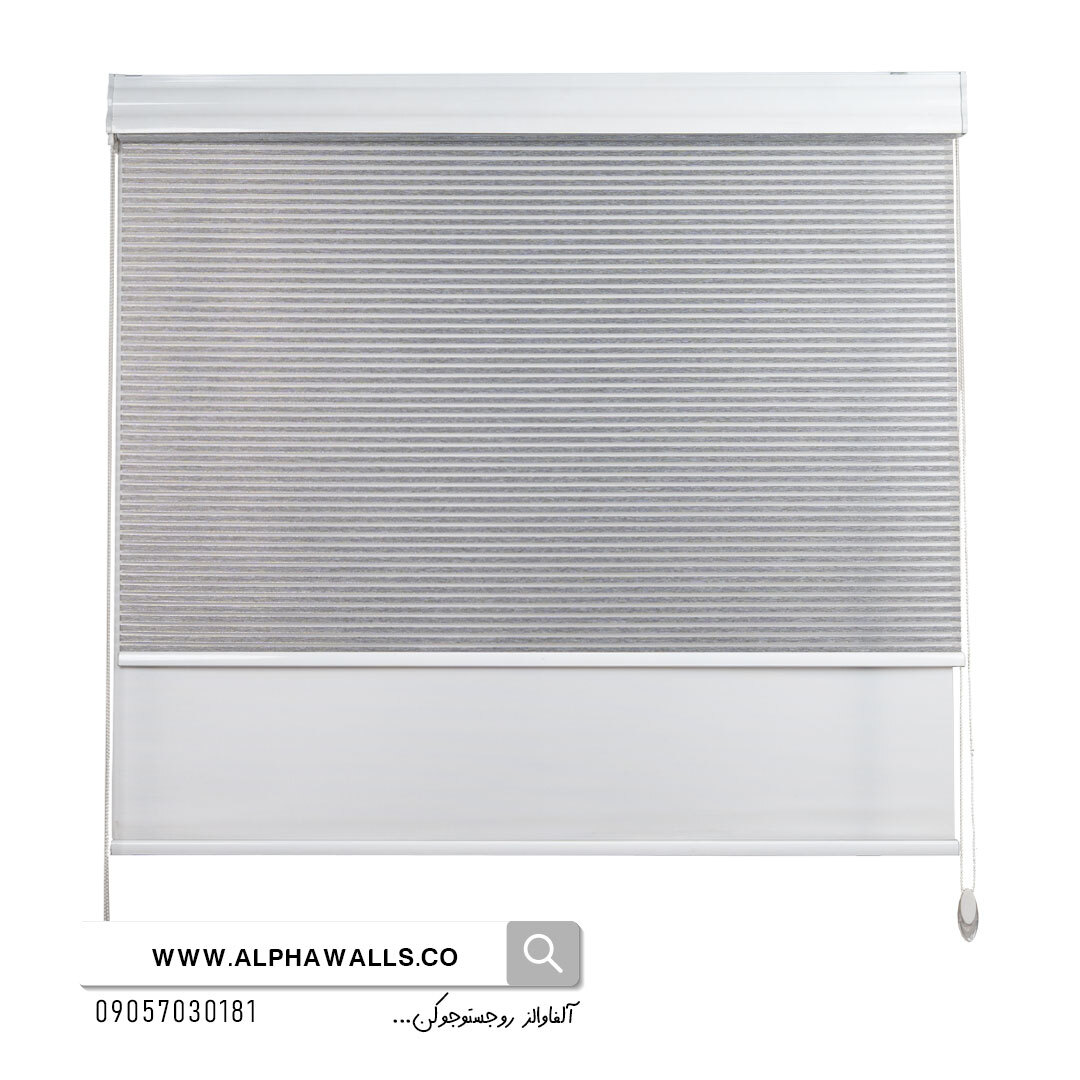 پرده دومکانیزم زبرا طوسی ساده مدل PD100 | آلفا والز