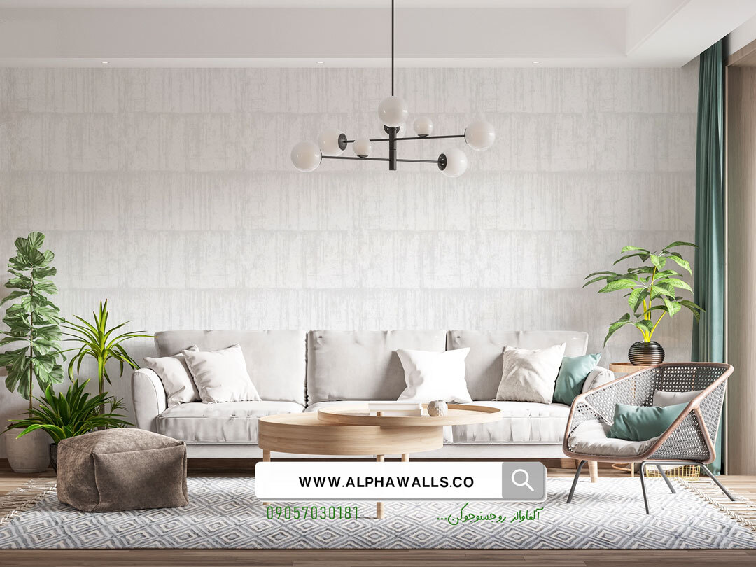  کاغذ دیواری سفید طرح مدرن 6025 