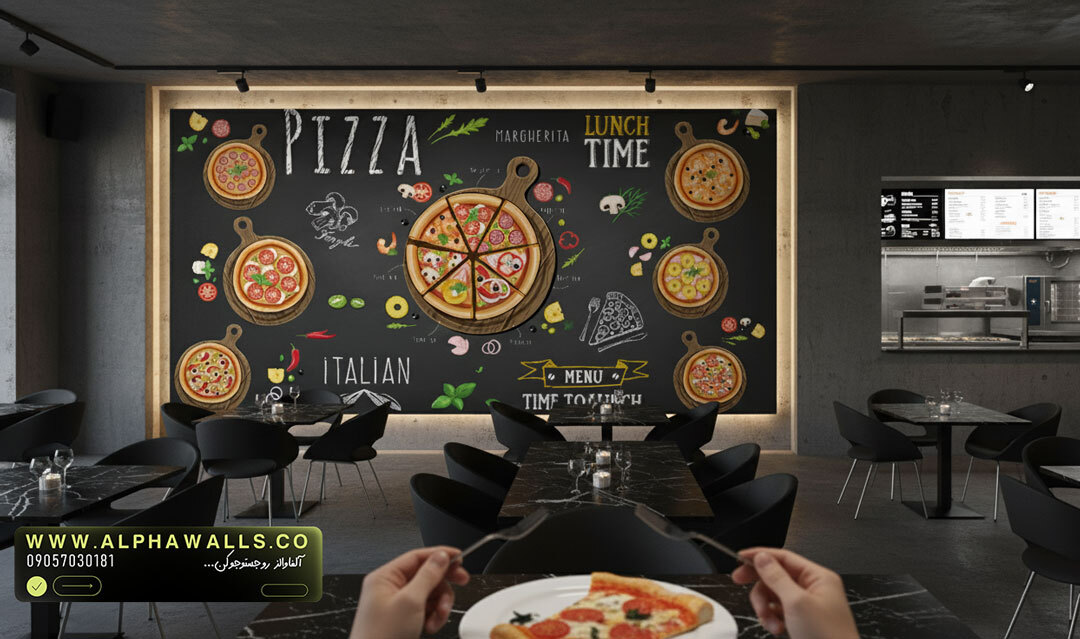  پوستر دیواری فست فود طرح پیتزا تخته‌ای – مدل Italian Pizza Board 