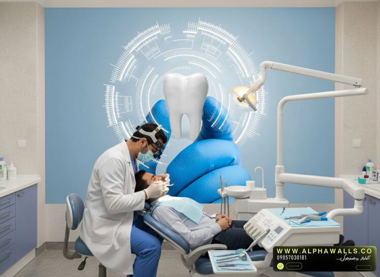 پوستر دیواری دندانپزشکی طرح دیجیتال و هوش مصنوعی